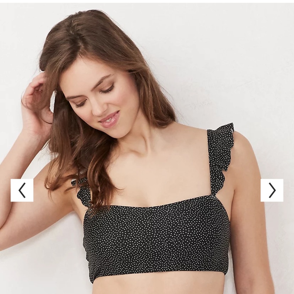 Women's LC Lauren Conrad Printed Ruffle Bandeau Swim Top medium NWT